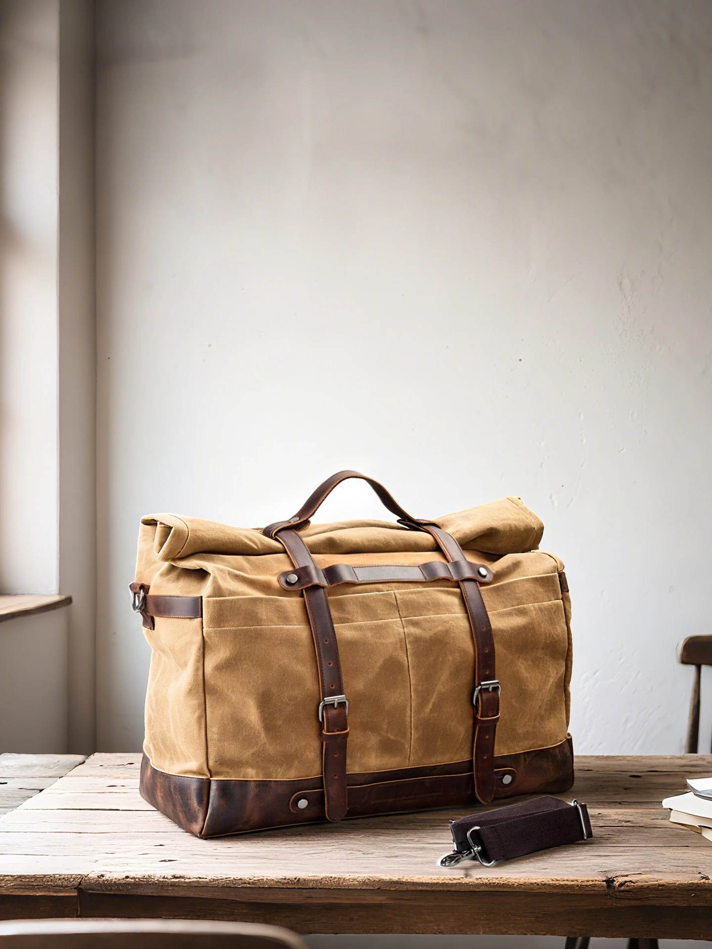 

Retro Motorcycle Rear Bag Wax Dye Canvas Universal Travel Bag Crossbody Backpack Handbag Helmet Rear Tail Bag