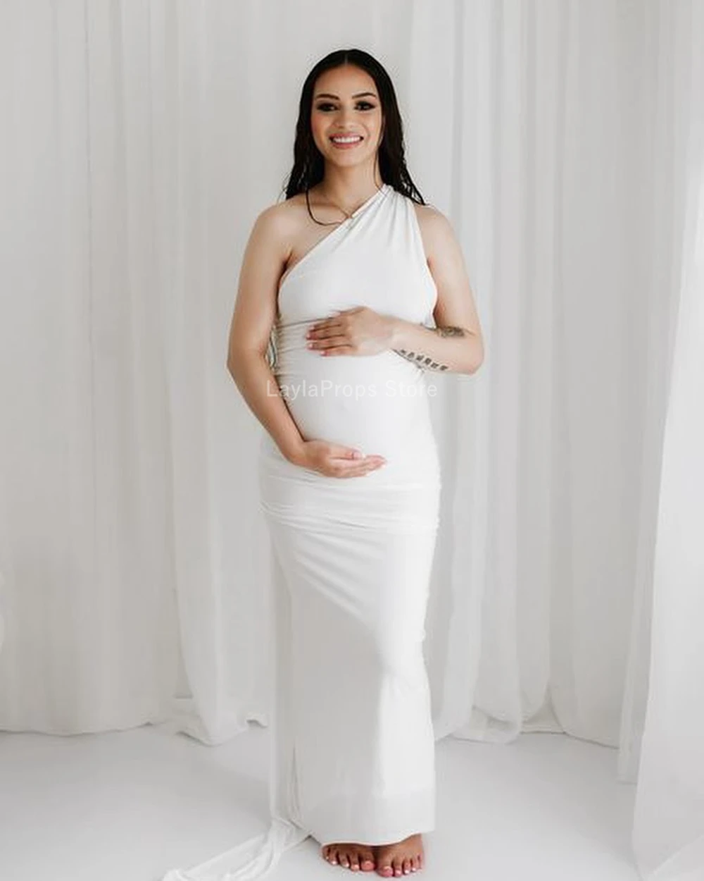 

Maternity Dress For Photoshoot Milksilk Sleeveless Elegant Dress with Backless Design for Photoshoots Maternity