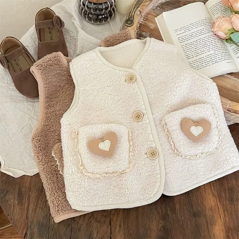 Sleeveless Children Vest Baby Girl Boy Plush Waistcoat Spring Autumn Kids Jacket Soft Children Clothes Thick Outerwear For Kids image 3