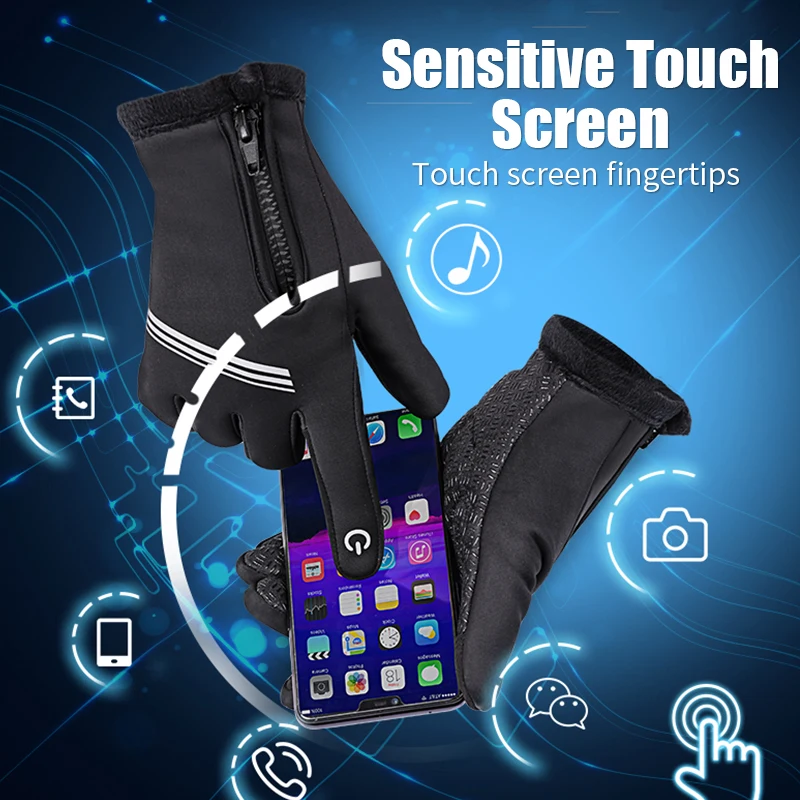 WEST BIKING Sports Full Finger Gloves Touch Screen Riding MTB Cycling Gloves Thermal Warm Motorcycle Winter Windproof Bike Glove