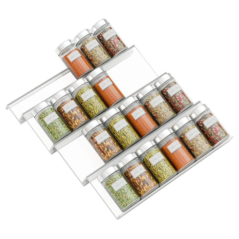 4-Tier Drawer Spice Organizer Acrylic Spice Rack Tray Seasoning Bottle Storage Rack Kitchen Drawer Organizer