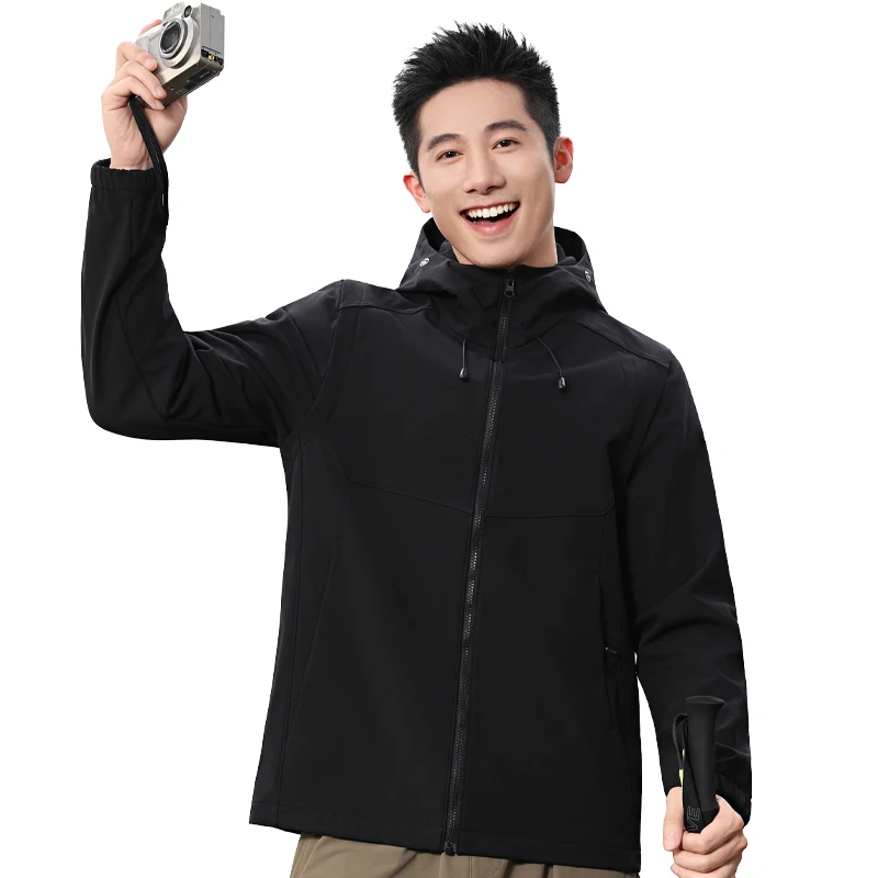 

Men Sports Jackets Running Windbreaker Outdoor Hiking Climbing Trekking Coat Zipper Detachable Cuffs Fashion Gym Training Hooded