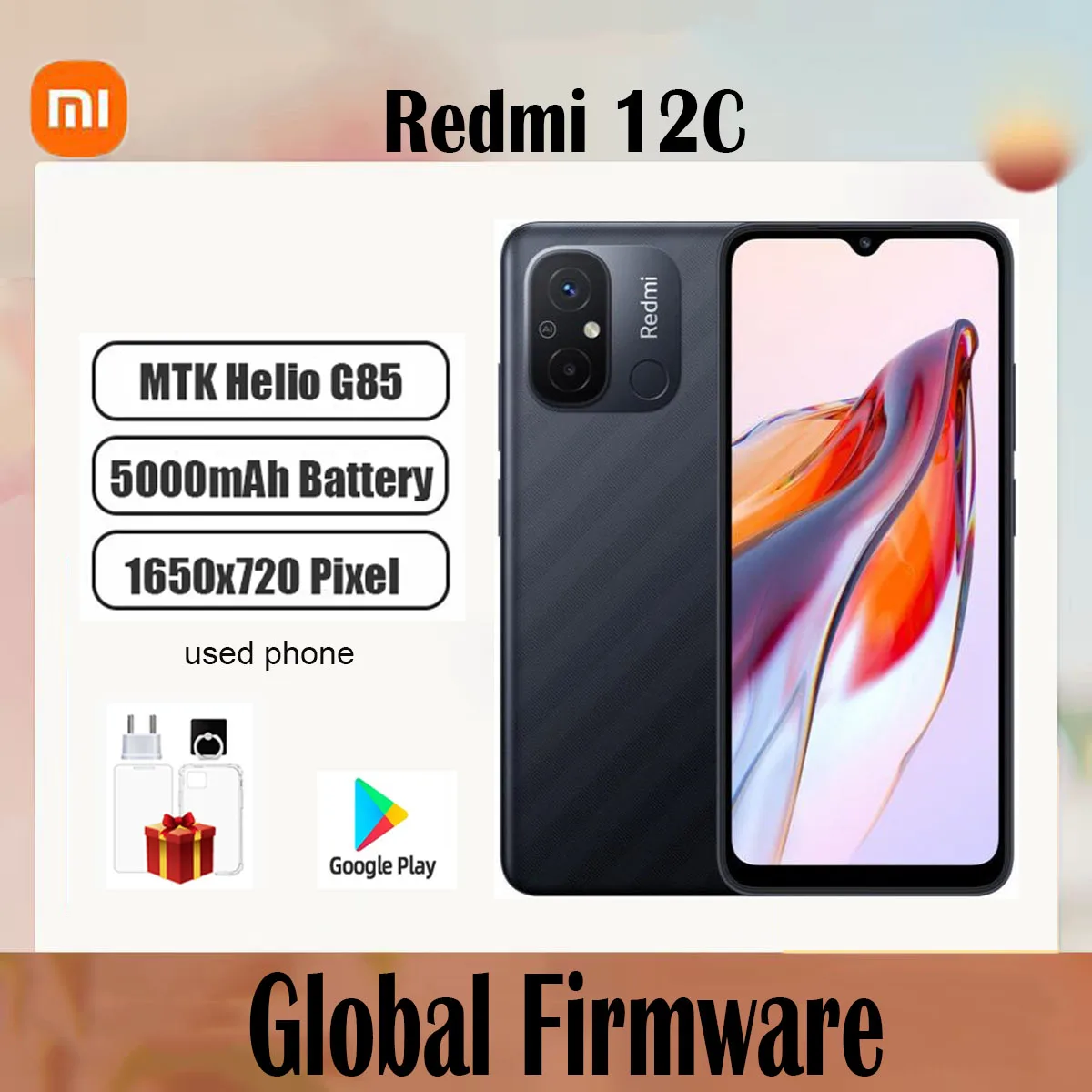 Original Xiaomi Redmi 12C Smartphone Global firmware 5000mAh Battery Octa Core 50MP 6.71'' 4G Used Phone