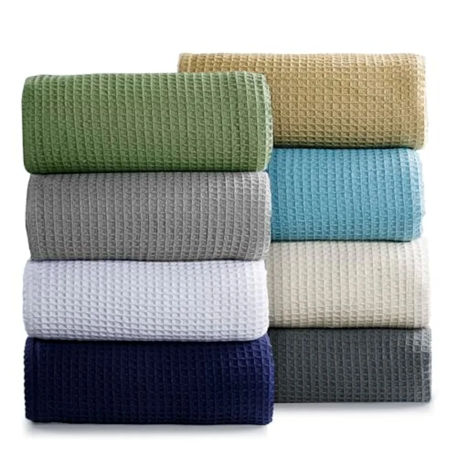 

Плед из 100% хлопка с вафельной вязкой, размер 90 x 108 дюймов, плотность 400 GSM, легкий, теплый.