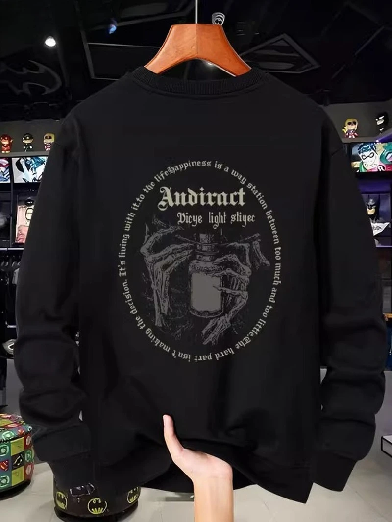 

Осень-зима 2025: толстовка с круглым вырезом, американская готика, темный принт, элитная роскошь для мужчин и женщин, топ Y2k