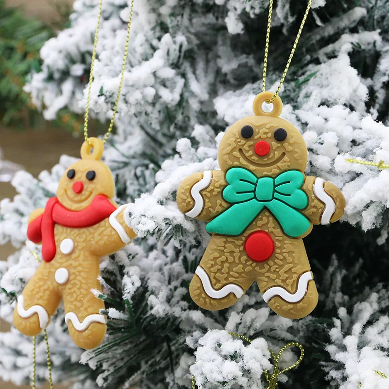 (6 Pcs/pack) 7cm Gingerbread Man Pendant Christmas Tree Hanging Decoration Cute Creative Christmas Merry Home Decoration 2024