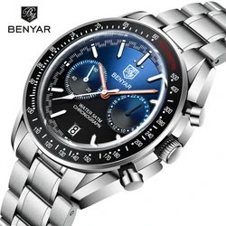 BENYAR Moon Watch For Men Dial Analog Chronograph Waterproof Analog Quartz Mens Watches Automatic Sports Top Luxury Clock 2023