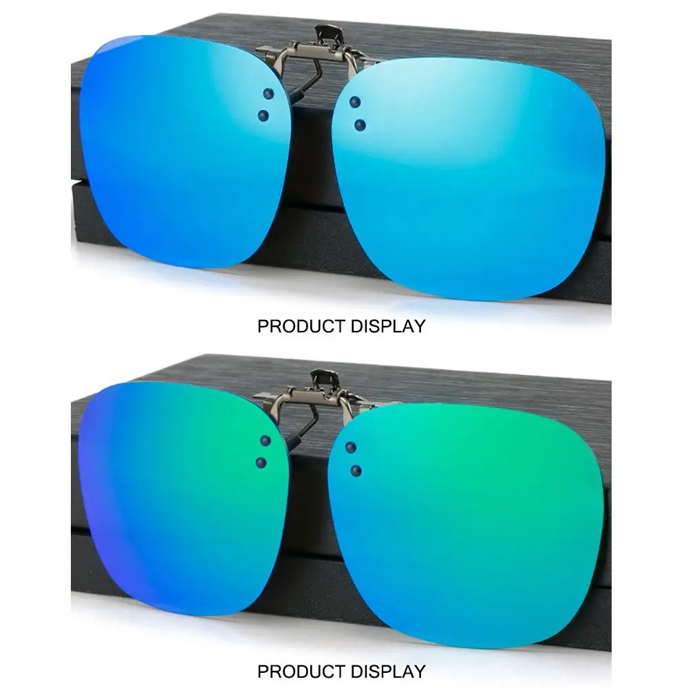 Metal Clip Clip-On Sunglasses Convenient UV400 Flip-up Sun Glasses for Prescription Glasses Rimless Polygonal Shades