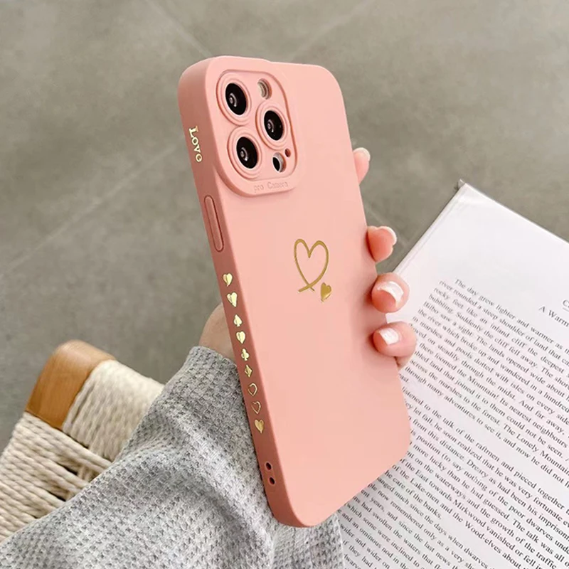 Colorful Love Heart Silicone Phone Case For iPhone 16 15 14 Pro Max 11 12 13 Pro Max X XR XS Max 7 8 15 Plus SE 2020 Soft Cover