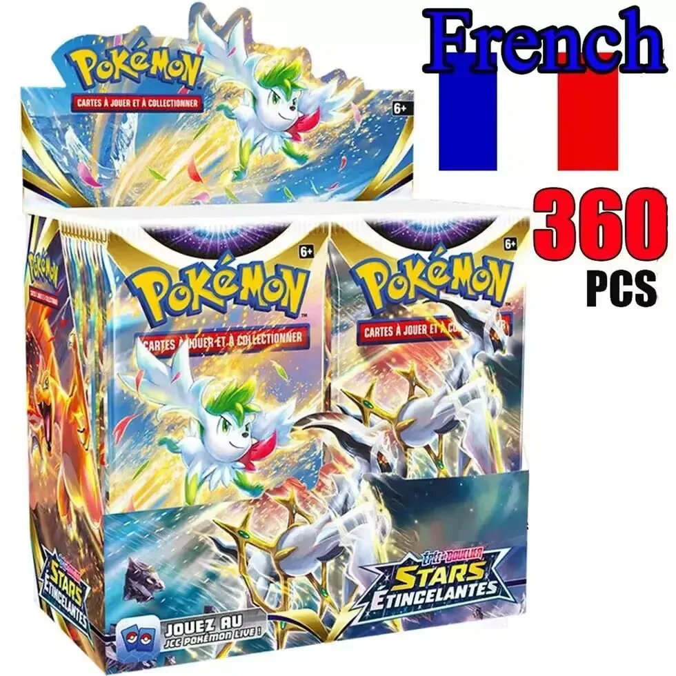 Novo 360 pçs cartões pokemon francês cachoreta violeta 151 flammas obsidiens pokémon booster batalha transação cartão crianças brinquedo
