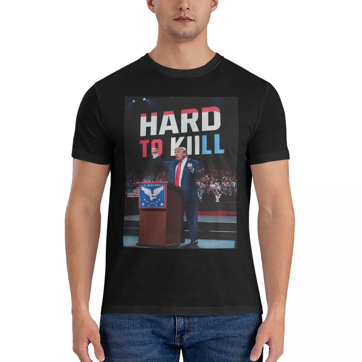 Hard To Kill T-Shirt for Men Women Trump Shot Fight 2024 Vintage Cotton Tees Round Neck Short Sleeve T Shirts Gift Idea Clothes