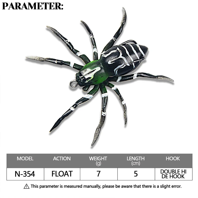 Floating Fishing Lures Artificial Spider Soft Bait Mini Bionic Topwater Fishing Lure with Barbed Hook for Bass Pike Trout Tackle