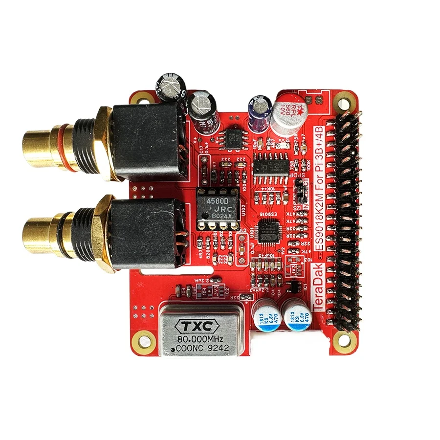Placa decodificadora de expansión ES9018K2M Raspberry Pi I2S DAC tarjeta de sonido de Audio Digital 4580D OP AMP para Raspberry Pi 4B 3B 3B + 2B +