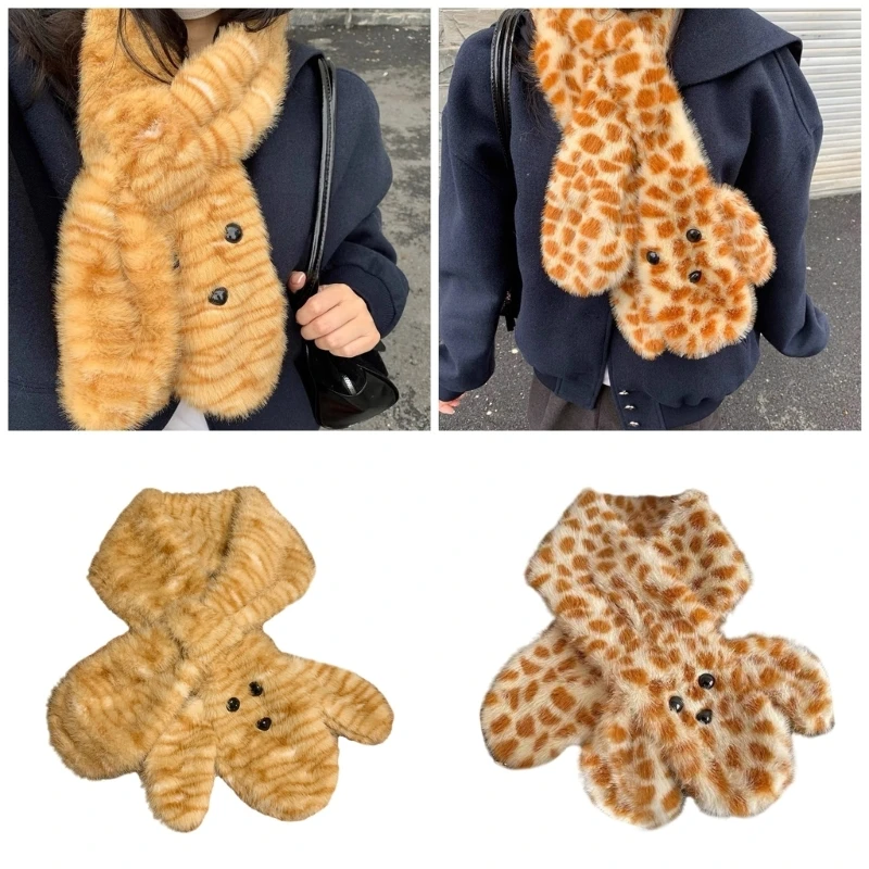 Soft Plush Scarf Fashionable Animal Themed Plush Scarf Comfortable Scarf Stylish & Warm Plush Scarf for Boy Girls