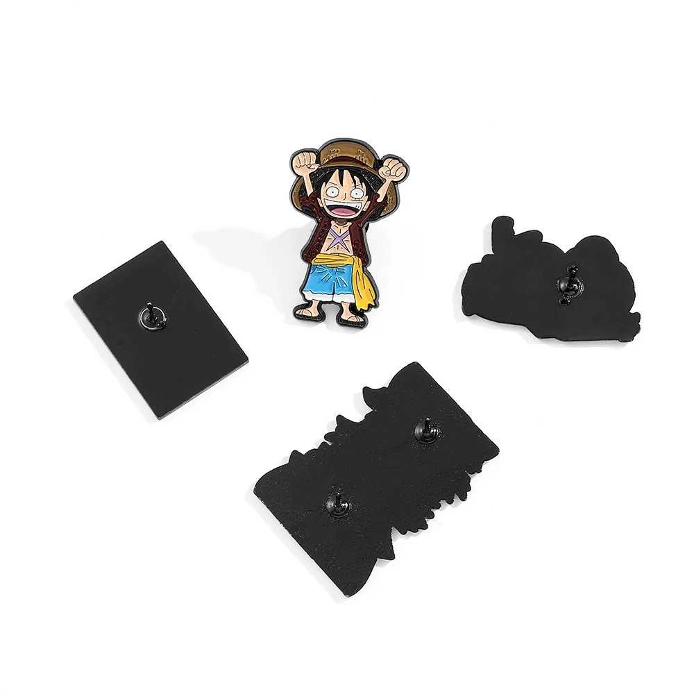 3 Pcs Cartoon Character Brooch Creative Monkey D. Luffy Enamel Pin Backpack Clothes Jewelry Metal Badge Accessories