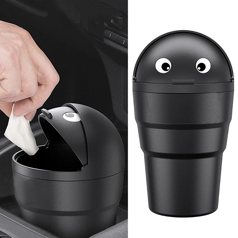 Bote de basura para coche, organizador Universal para coche, caja de almacenamiento con tapa abatible, Mini cubo de basura automotriz a prueba de fugas para vehículo