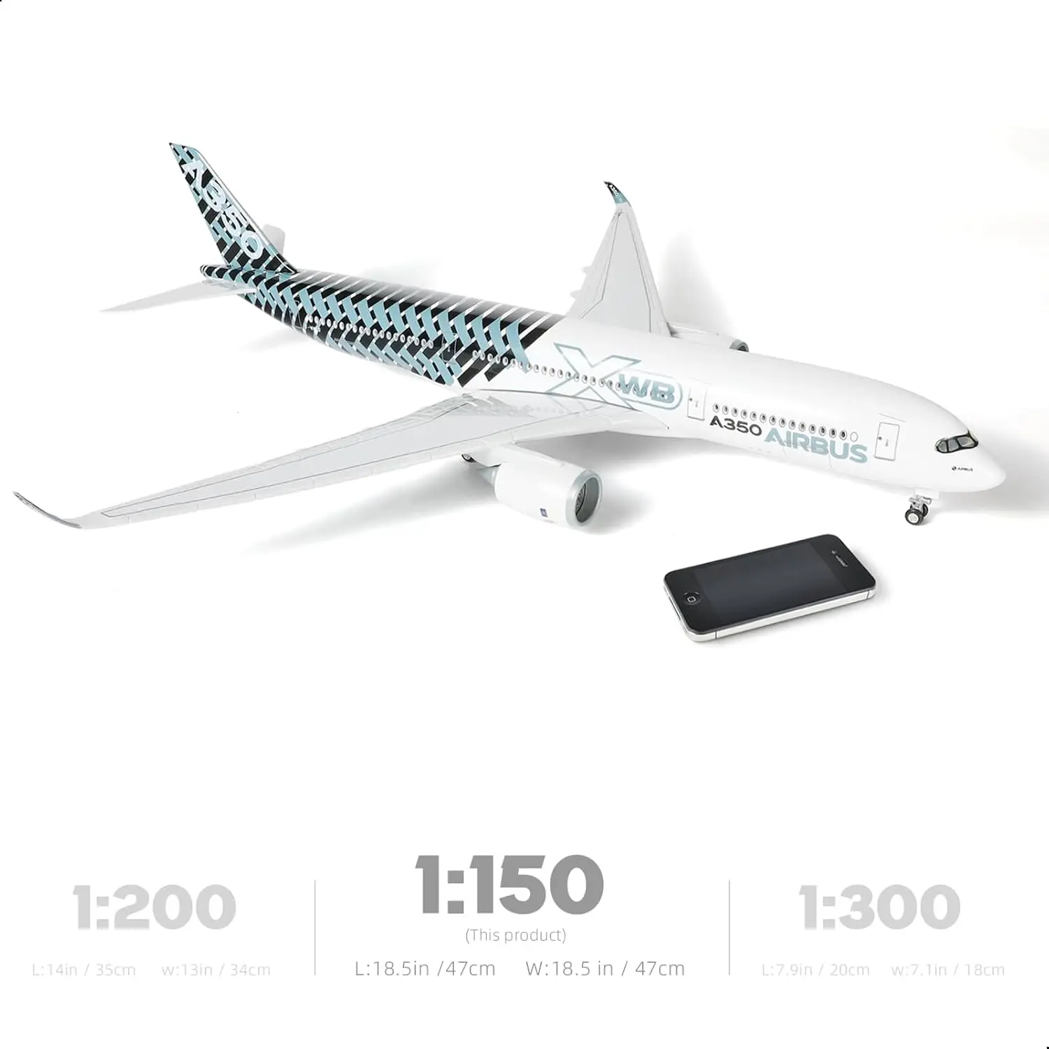 1/144 Large Scale Prototype A350 Diecast Resin Airplane Model Kits With Stand for Adult Aviation Enthusiast Gift or Collections