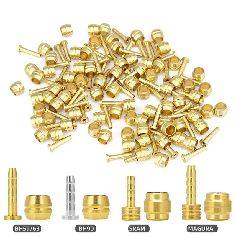 New 40Pcs Bicycle Brake Olive Brass Connecting Insert Kit For Shimano BH59 Hydraulic Disc Brake Hose,4