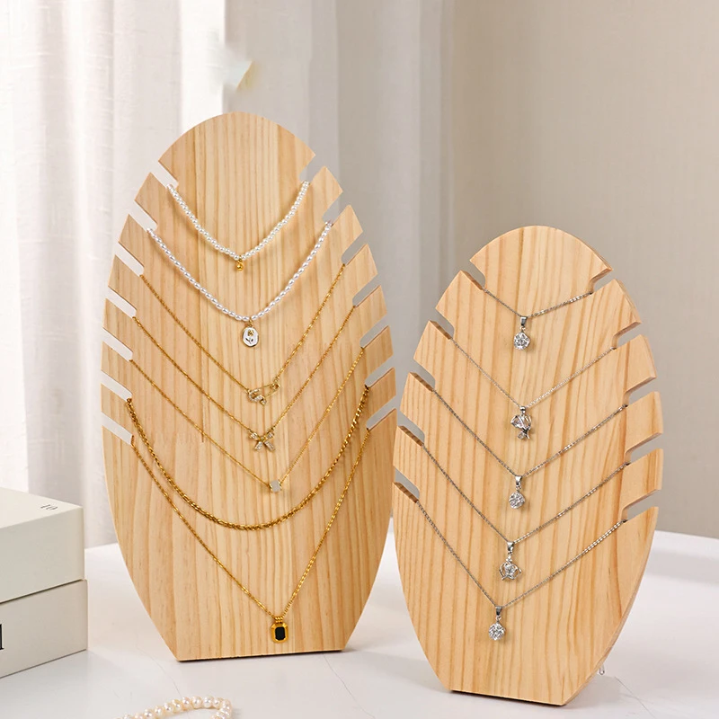 

Wood Flame Shape Jewelry Display Pendant Necklace Display Board Organizer Shelf Storage Holder Showcases