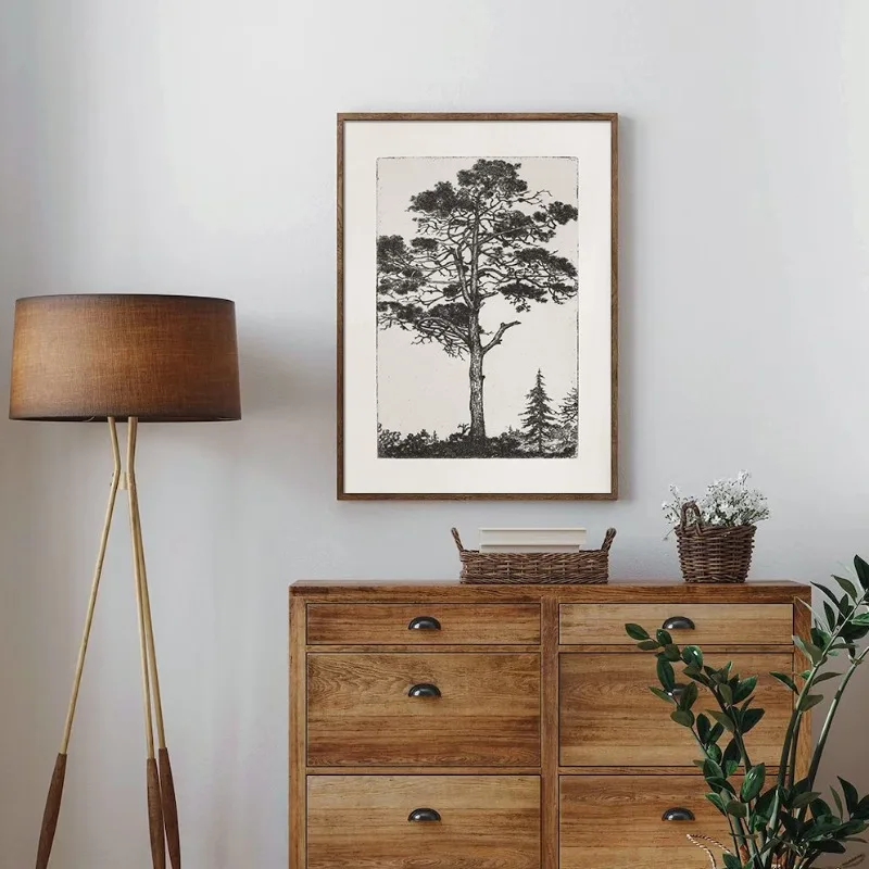 Vintage Tree Nature Sketch Poster Print Canvas Painting Forest Antique Tree Botanical Wall Art Picture for Farmhouse Home Decor