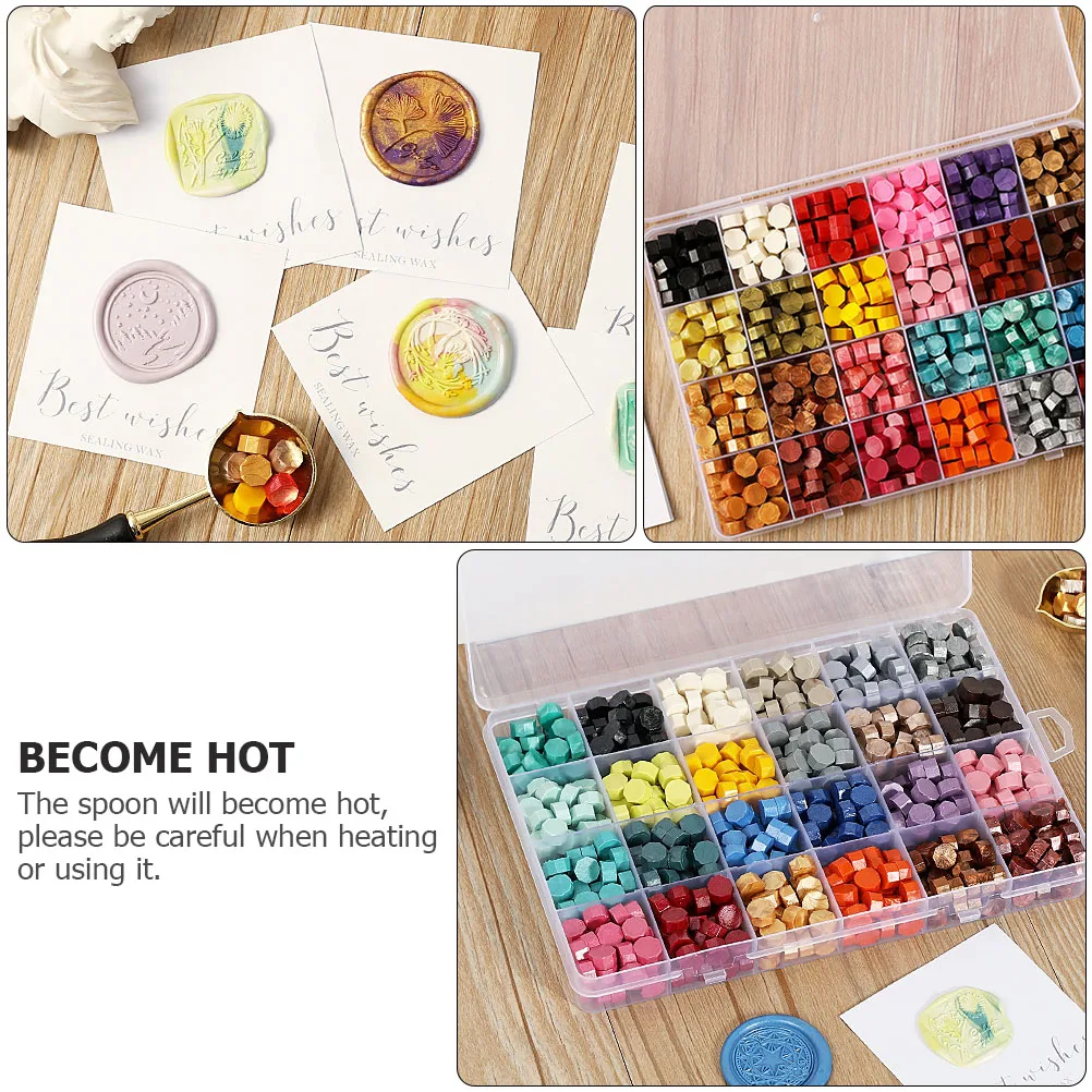 

Seal Set Beads Spoon Detachable 24 Compartments Colors Sealing Stamp Wax Envelope Wrapping Melting Sealing Wax Kit