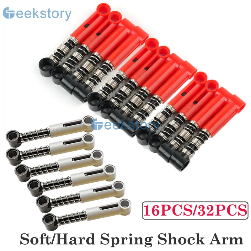 

16PCS/32PCS Soft/Hard Spring Shock Arm MOC Building Blocks Technology Parts Absorber Suspension 76537 76138 Bricks Accessories