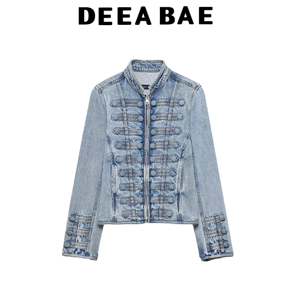 DEEABAE 2026 Frühjahr/Sommer Neue Damen Taillenbetonte Piraten-Kavallerie Napoleon Denim Kurze Jacke