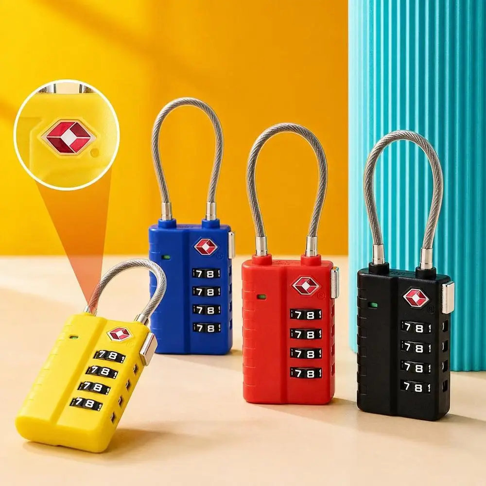 TSA 4 Digit Combination Lock Wire Rope Security Tool Customs Password Lock Anti-theft Suitcase Luggage Coded Lock for Travel