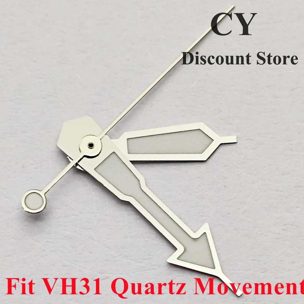 RICHUS Green Luminous VH31 Watch Hands Quartz Movement Compatible Silver Accessory Parts Sweep for Watch