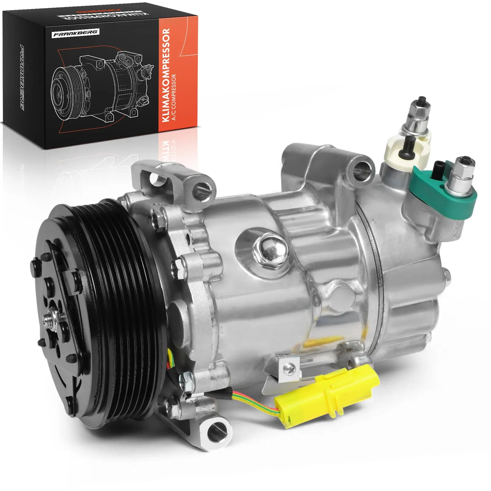 Frankberg 1x Klimaatcompressor voor Citroën C3 FC FN HB Peugeot 307 3A/C Fiat Fiorino 225 Bj vanaf 2000 6453.QG 6453.QH 96.714.537.80