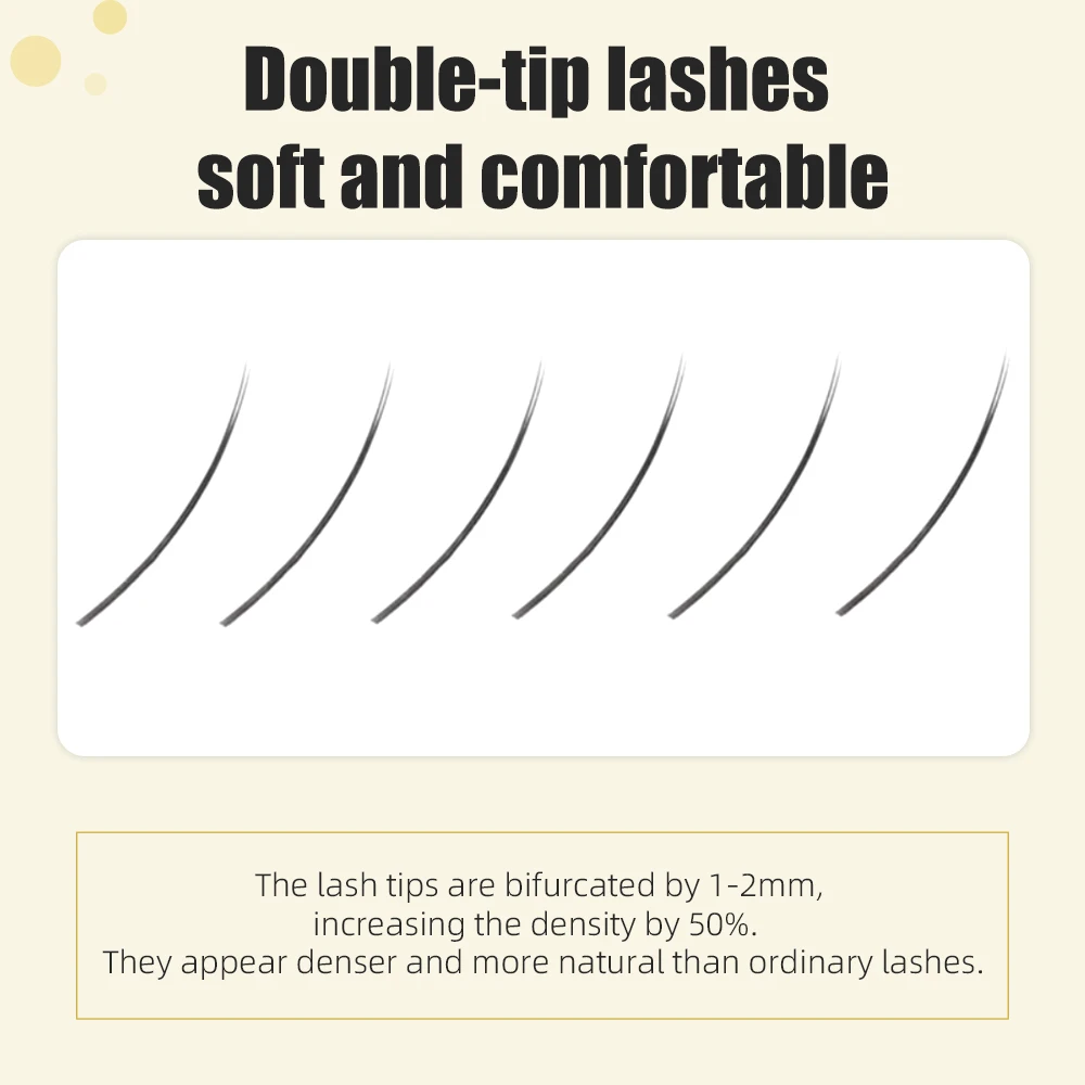 Yelix New 12 Rows Flat Ellipse Eyelashes Extensions 0.15 Matte Black Split Tips False Eyelashes Natural Soft Lashes Makeup Tools