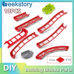 10PCS/Set Roller Coaster Track Building Blocks Upper/Lower Arc Rail/Circular Curved Rail/Long/Short Straight Rail DIY Bricks