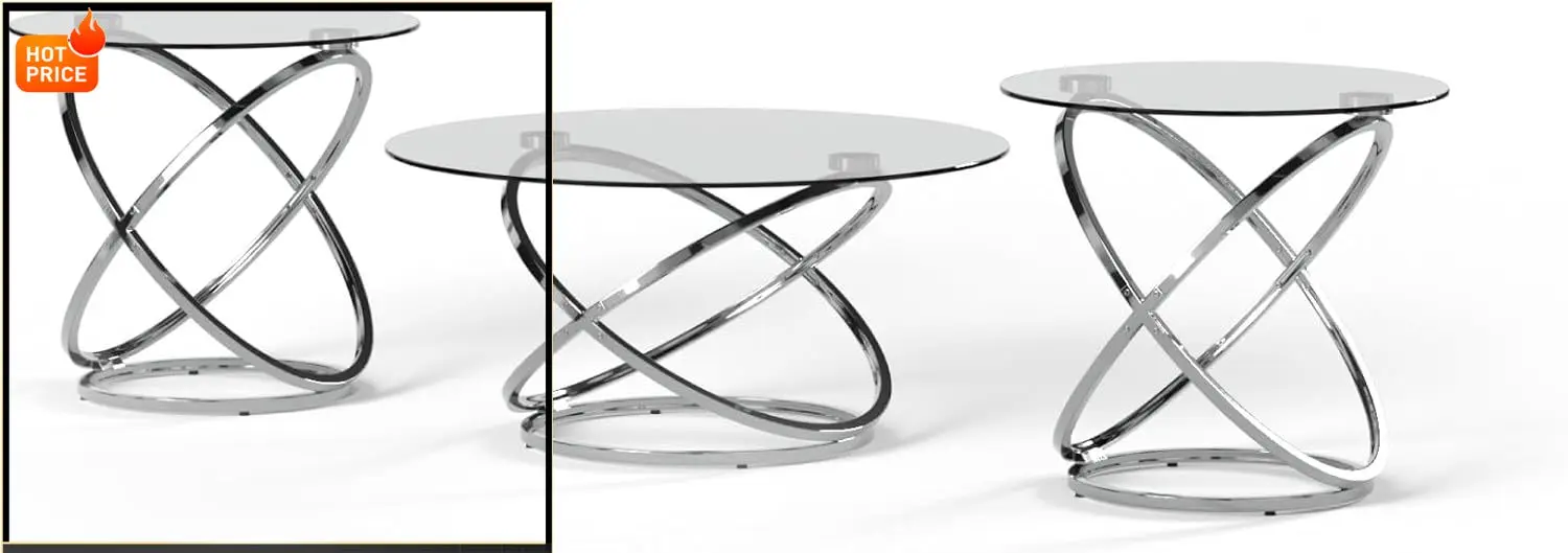 

BestsellerHollynyx Contemporary Round 3-Piece Occasional Table Set, Includes Coffee Table and 2 End Tables, Chrome