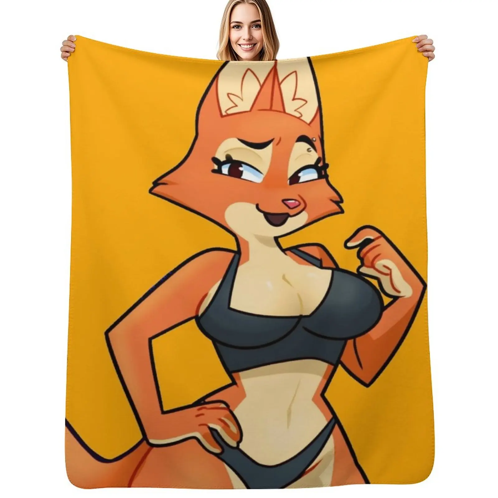 Diane the fox Throw Blanket Faux Fur Soft Warm Blanket for Bed