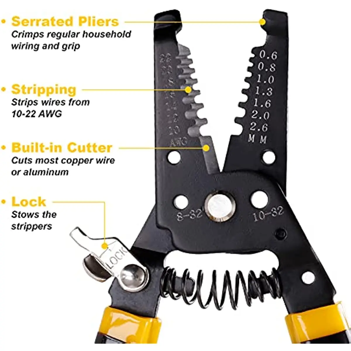 7-Inch Wire Stripper, 10-22AWG Cutting and Crimping Device, Multi-Functional manual Tool for Copper Wire Stripper, professional