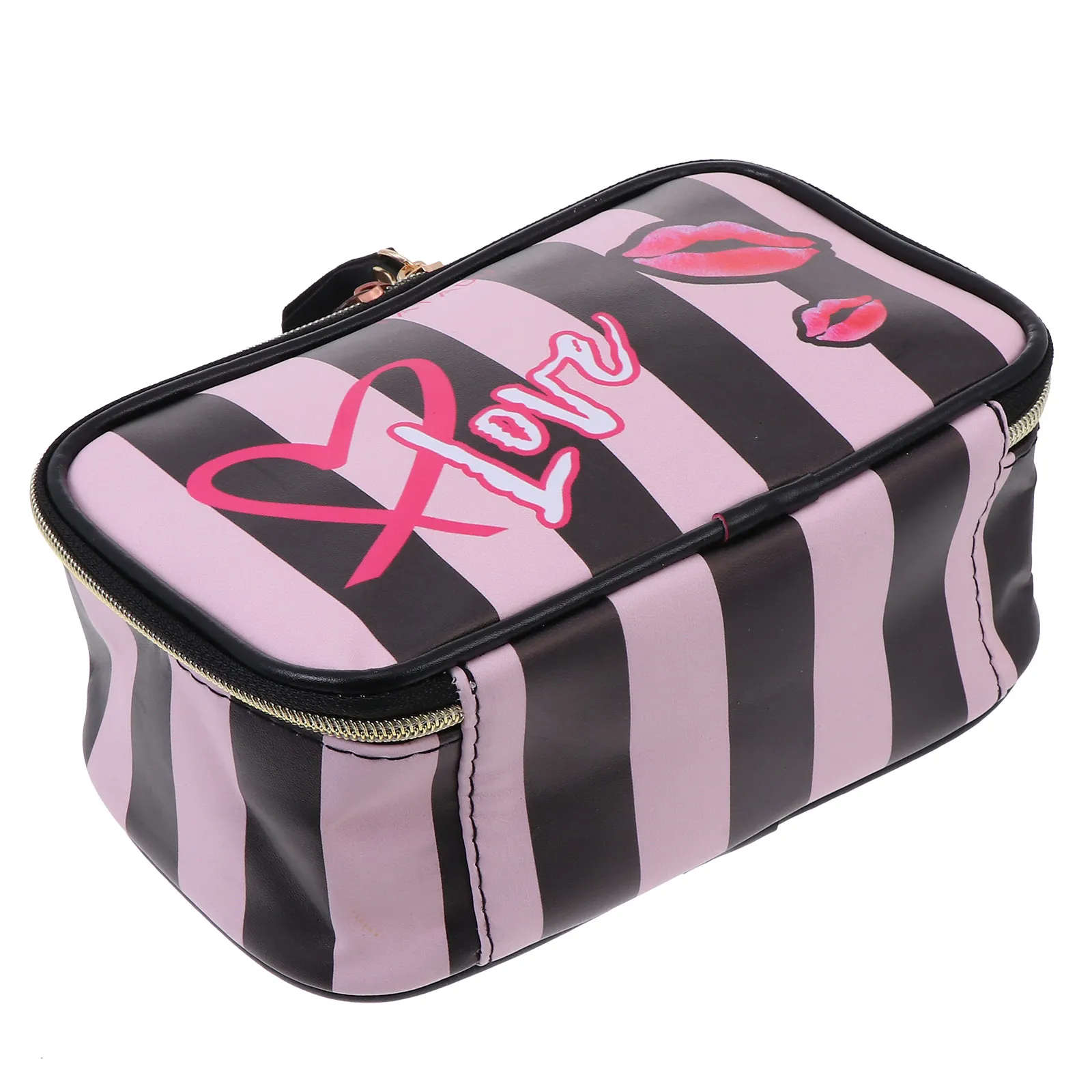 

Striped Storage Waterproof Travel Toiletry Pouch Portable Makeup Organizer Lightweight Wash Bag For Women Small Size