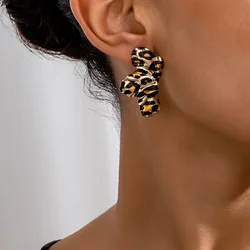 Stud Earrings For Women Leopard Print Flowers Geometric Ear Accessories Holiday Party Gift Fashion Jewelry AE179