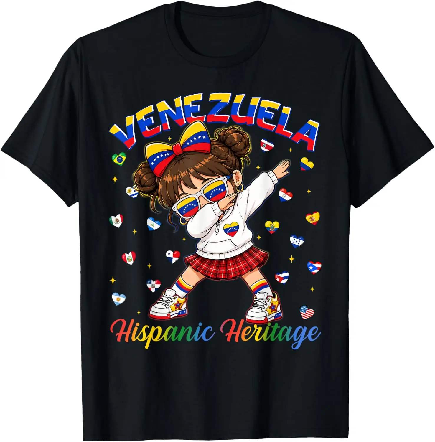 Hispanic Heritage Month Venezuela Flag Shirt Venezuelan Girl T-Shirt Cute Halloween Pumpkin Short-Sleeve Tee: Fun, Breathable, Pure Cotton, Stylish—Perfect for Sports, Lounging, or Casual Wear.