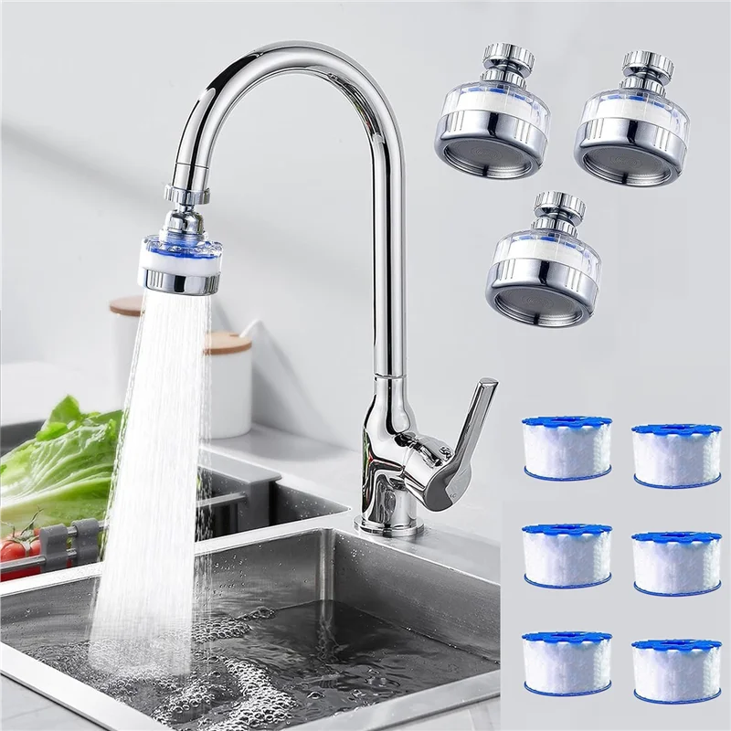 

ABUP-3Pack Sink Water Filter Faucetz Faucet Filter Silver ABS Purifier Kitchen Tap Filtration For Bathrooms