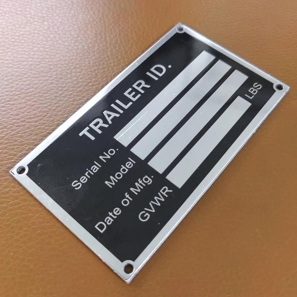 Heavy Duty Aluminum Trailer ID Tag Vin Plate Serial GVWR Medical Blank Powder Coated Finish RV Parts Camper Accessories