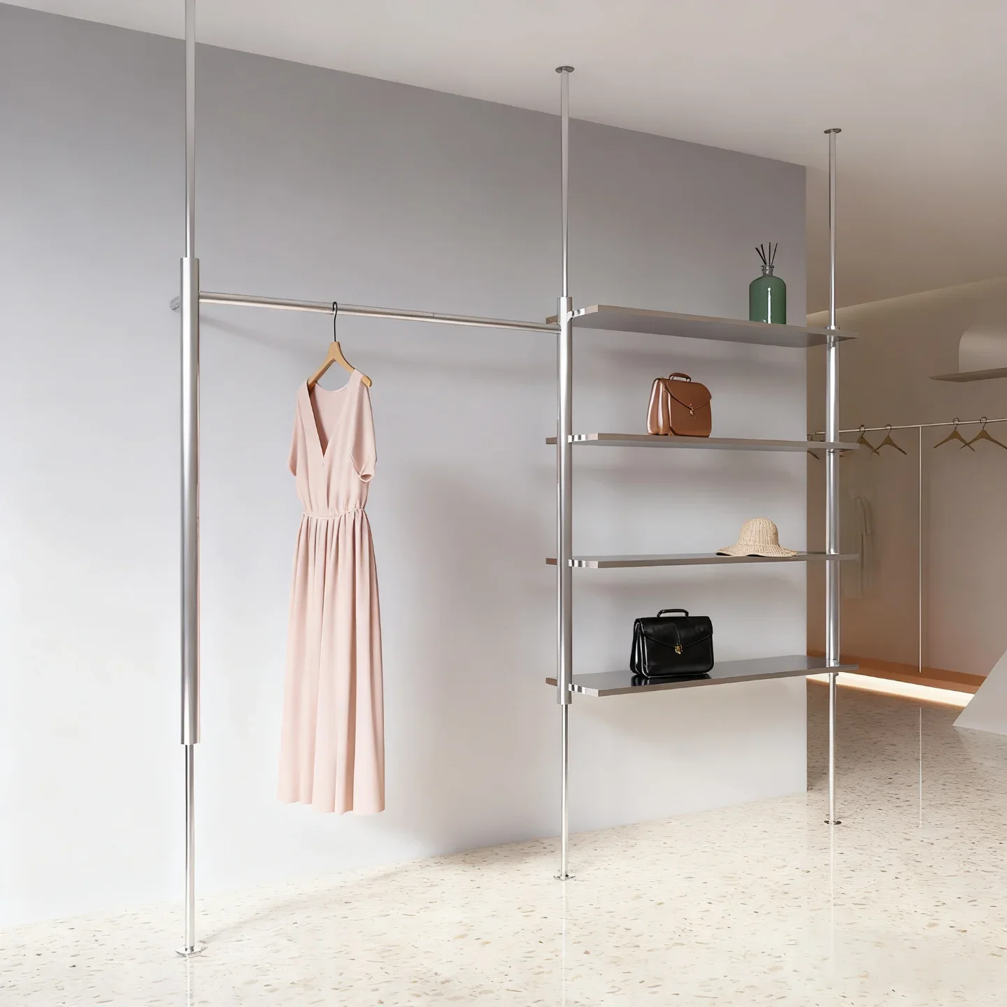 Clothing store display rack Stainless steel wall-mounted wall-mounted clothes Special display rack