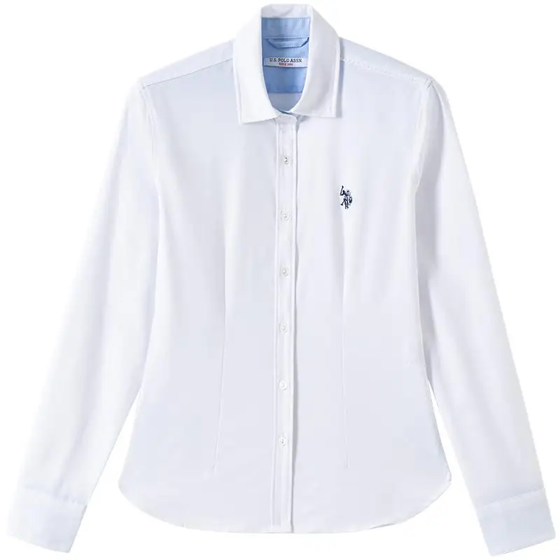 U.S.  ASSN. Women's Ox Cloth irt Long Sve Casual Spring Autumn Faion Commute Sle Cotton Polyester Blend