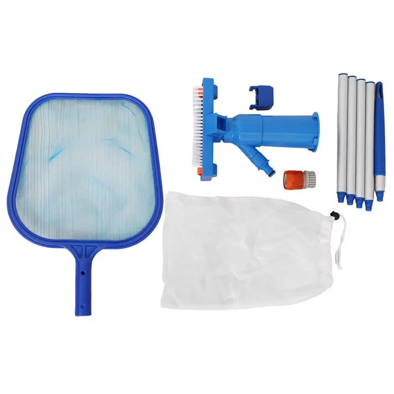 AEE8-Clean Pool Swimming Pool Leaf Skimmer Net Adjustable Length With Telescopic Aluminum Pole With Fine Mesh Netting Basket