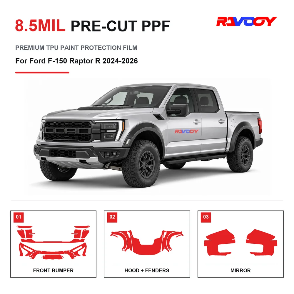 Precut PPF For Ford F-150 Raptor R 2024-2026 8.5mil TPU Clear Paint Protection Film Self Healing Hydrophobic UV Stone Chip Guard