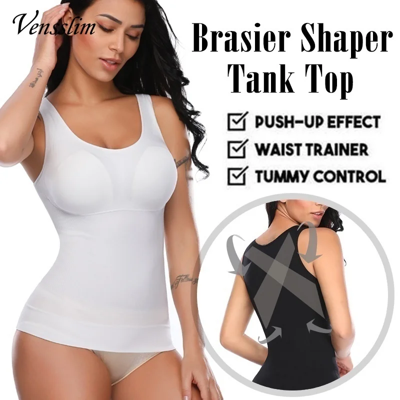 Vensslim Women Shapers with Built in Bra Tummy Control Waist Trainer Camisole Underskirts Slimming Body Shaper Compression Vest