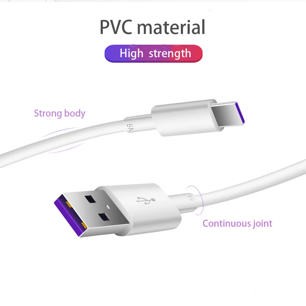 For Huawei USB 5A Type C Fast Cable Mate X5 X3 X2 70 60 50 Pura 80 70 Ultra P60 P50 Pro USB 3.1 Type-C SuperCharge Phone Cord
