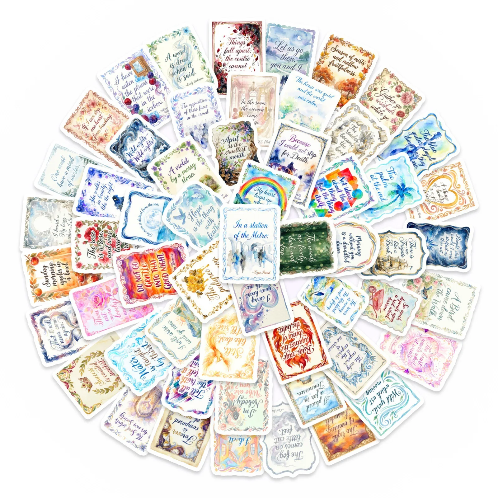 

50PCS Watercolor Style Inspirational Phrase Sticker Cartoon Waterproof Graffiti Decal Toy Gift for Stationery Box Desk Water Cup