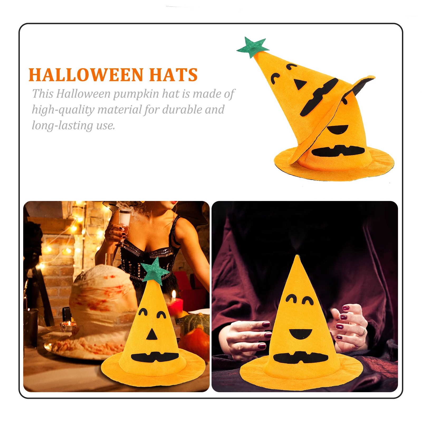 

2 Pcs Pumpkin Hat Props Party Supply Cosplay Hats Halloween Stage Performance Golden Velvet