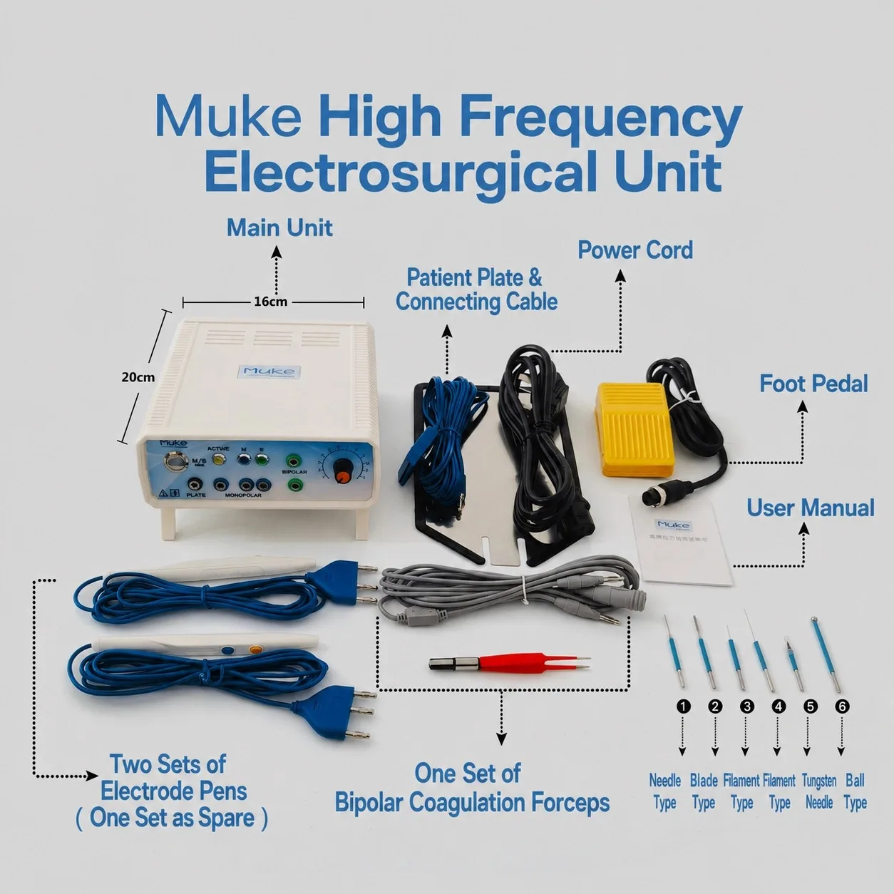 Professional High Frequency Ion Cautery Bipolar Electrocoagulator with Foot Pedal, Skin Mole & Wart Removal Machine
