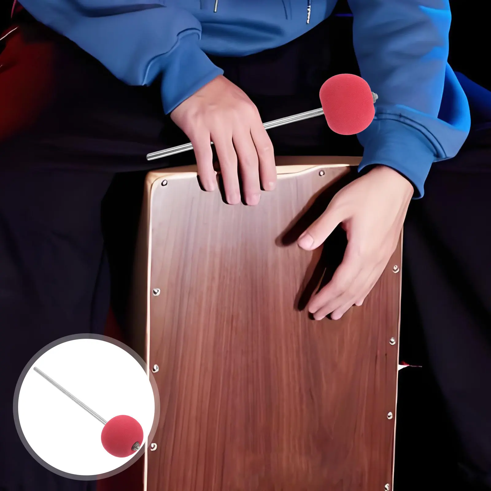 Batedor de Tambor de Espuma Macia Vermelho, Martelo de Substituição para Pedal de Bumbo, Cajón, Caixa e Instrumentos de Percussão, Acessório para Prática ao Vivo